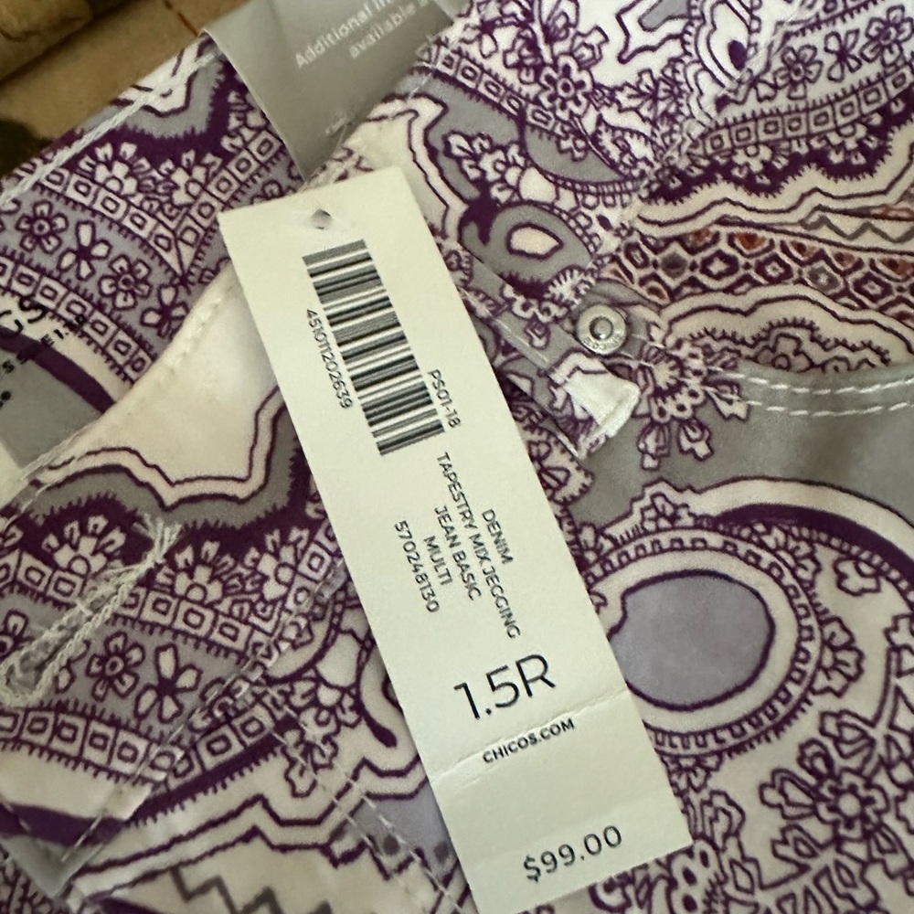Chico's Violet and Cream Patterned Blouse